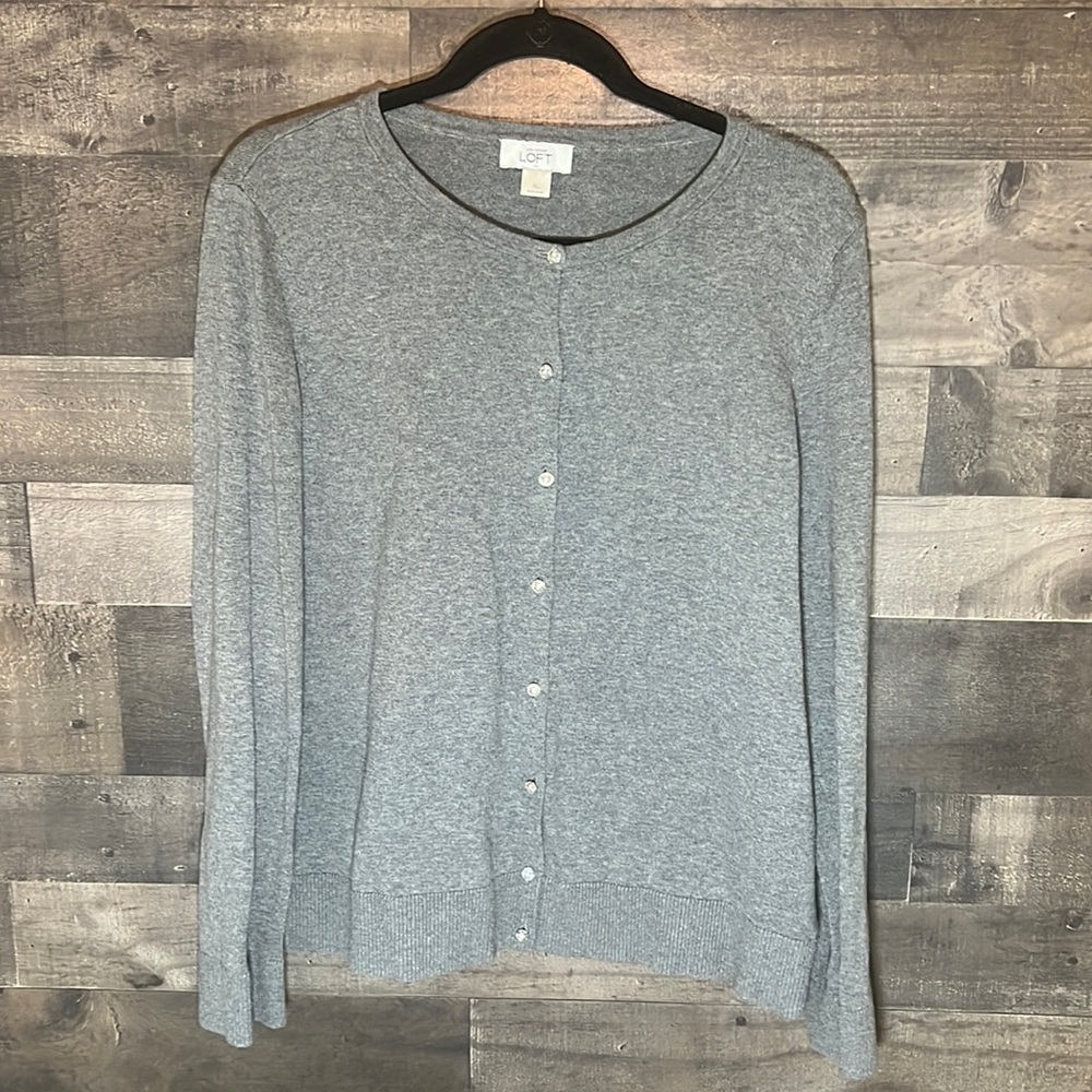 Gray Button Down Cardigan Sweater from Ann Taylor Loft